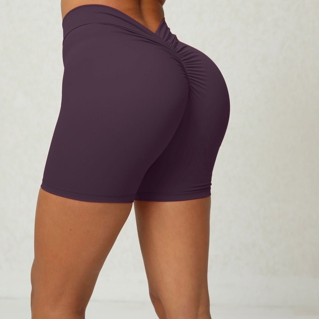 BODYCARVER BACK V Yoga Bike Shorts Women No Middle Line High Elastic Peach Hip Fitness Gym Shorts - BodyCarver