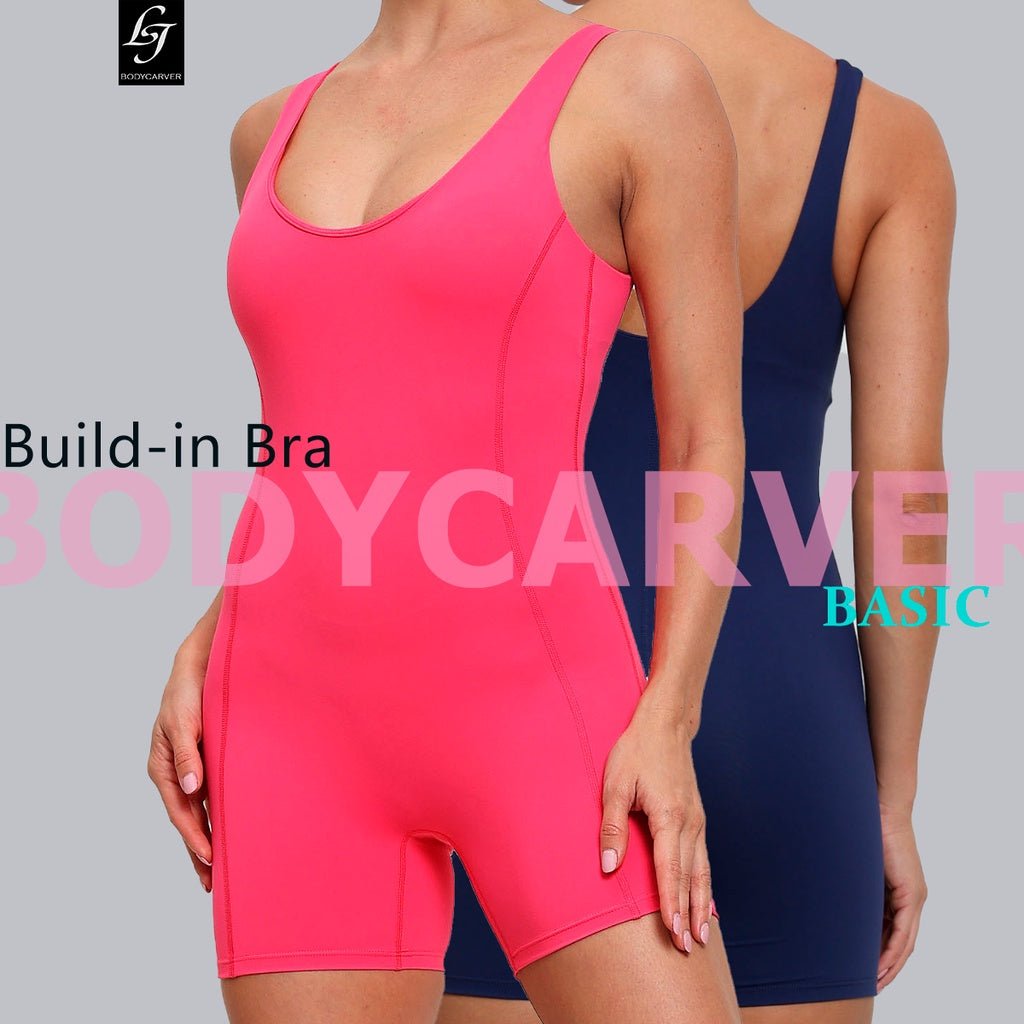 BODYCARVER BASIC Yoga Jumpsuits Women Padded High Elastic Sports Outfit One-piece Quick-Drying Body Shaping Set Wear Belly Aerial Yoga Clothes - BodyCarver