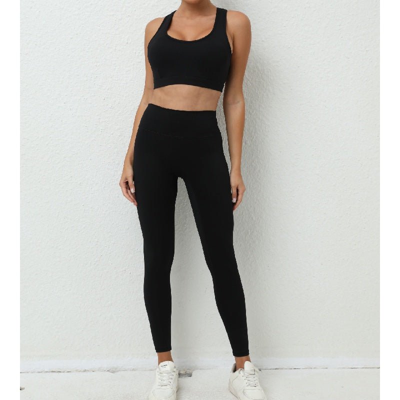 BODYCARVER Beauty Back Sports Yoga Outfit Women 2 Pcs Yoga Suit Shockproof Yoga Clothes Sports Vest Hip Waist Pants Fitness Trousers - BodyCarver
