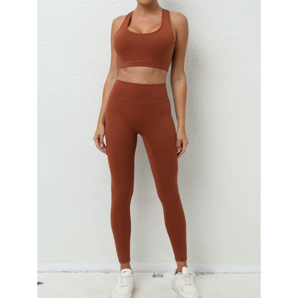 BODYCARVER Beauty Back Sports Yoga Outfit Women 2 Pcs Yoga Suit Shockproof Yoga Clothes Sports Vest Hip Waist Pants Fitness Trousers - BodyCarver