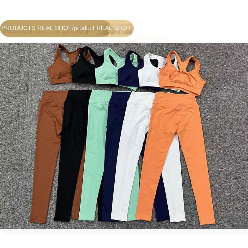 BODYCARVER Beauty Back Sports Yoga Outfit Women 2 Pcs Yoga Suit Shockproof Yoga Clothes Sports Vest Hip Waist Pants Fitness Trousers - BodyCarver