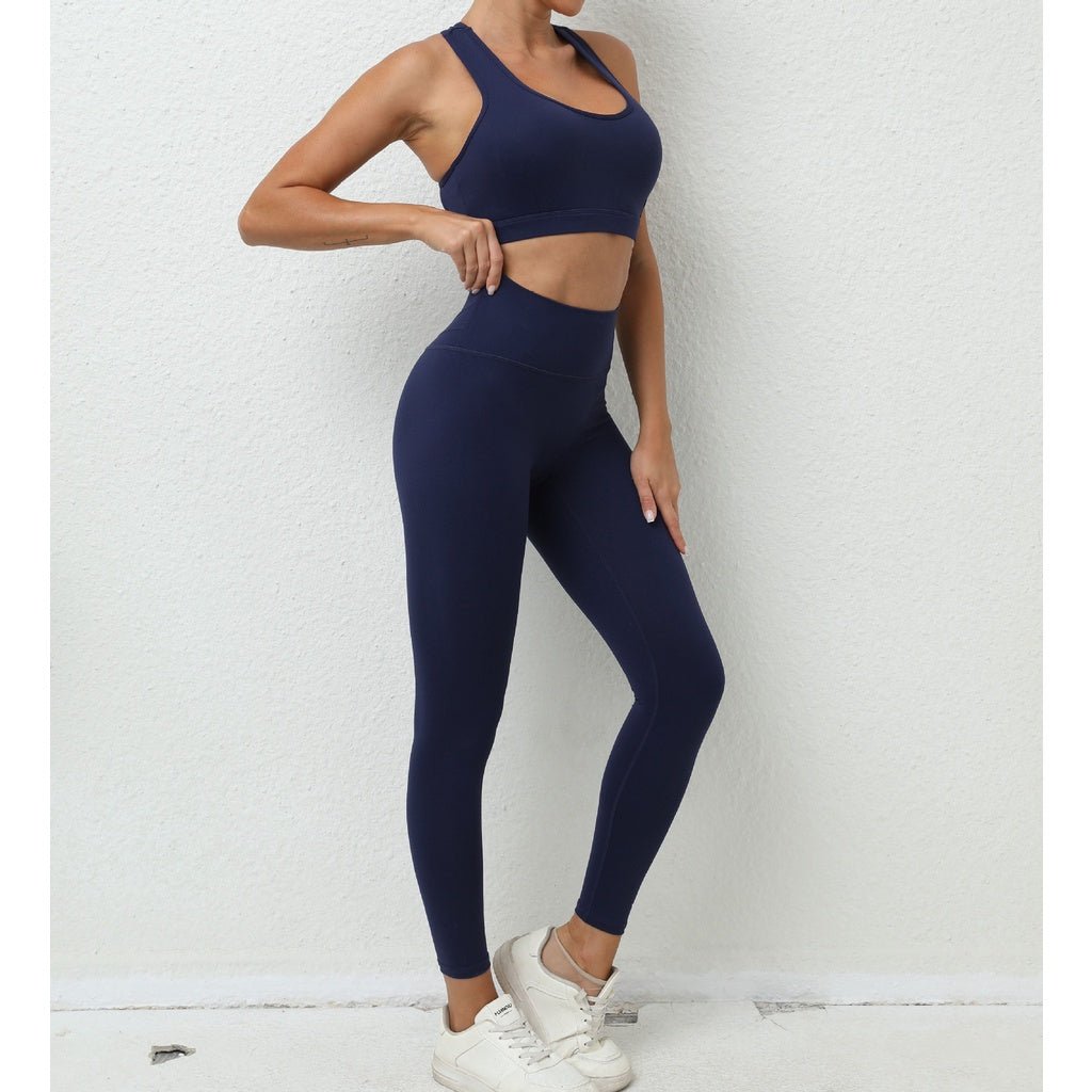 BODYCARVER Beauty Back Sports Yoga Outfit Women 2 Pcs Yoga Suit Shockproof Yoga Clothes Sports Vest Hip Waist Pants Fitness Trousers - BodyCarver