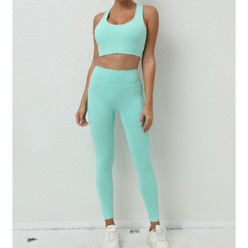 BODYCARVER Beauty Back Sports Yoga Outfit Women 2 Pcs Yoga Suit Shockproof Yoga Clothes Sports Vest Hip Waist Pants Fitness Trousers - BodyCarver