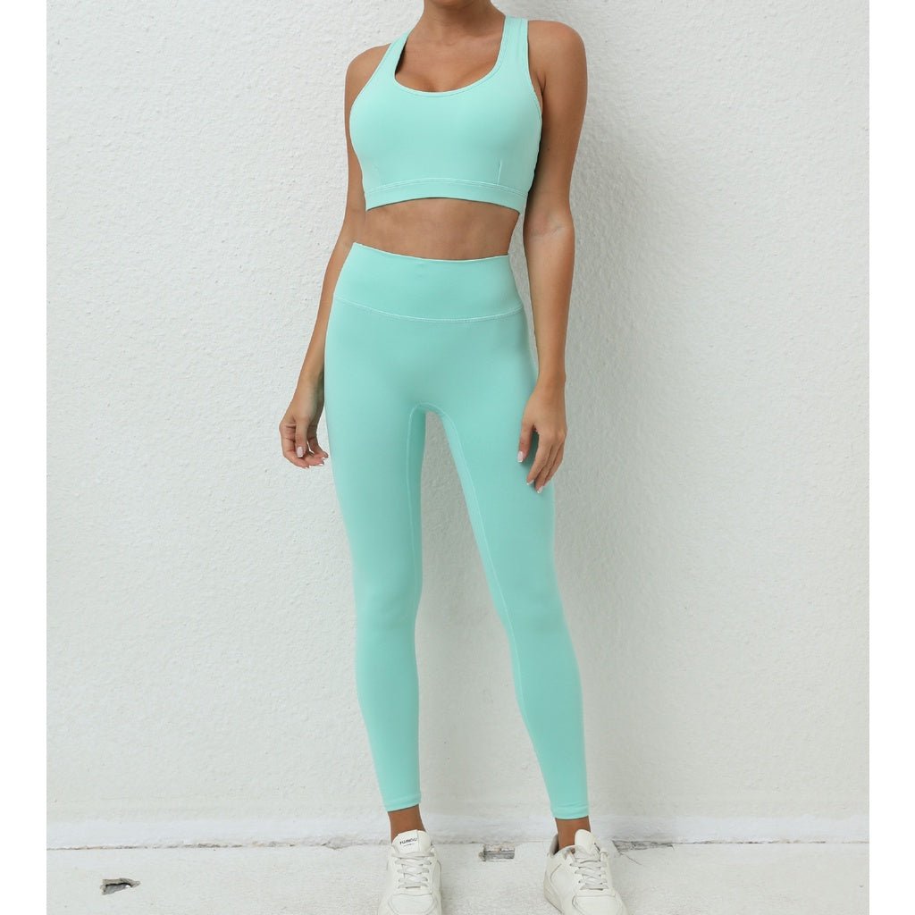 BODYCARVER Beauty Back Sports Yoga Outfit Women 2 Pcs Yoga Suit Shockproof Yoga Clothes Sports Vest Hip Waist Pants Fitness Trousers - BodyCarver