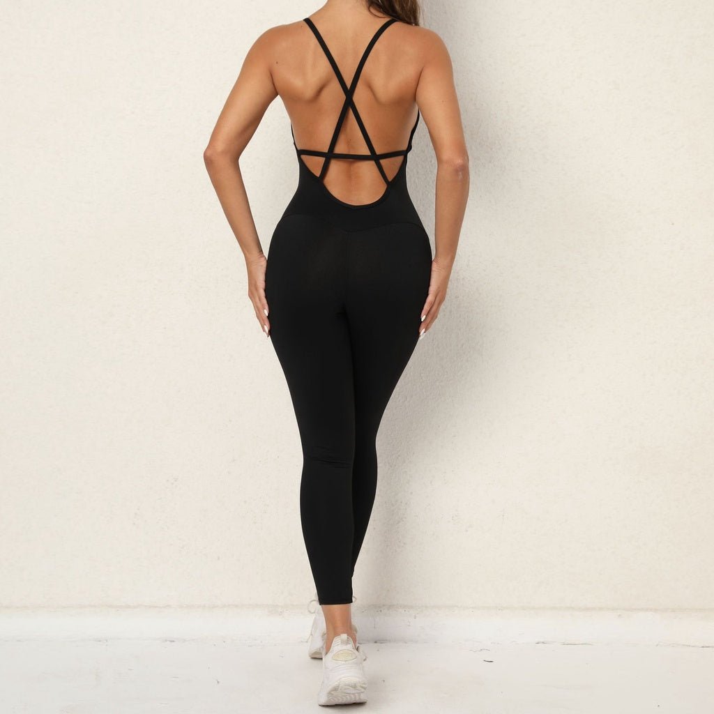 BODYCARVER Beauty Back Yoga Bodysuit Women Padded Fitness Workout Sports Jumpsuit High Elastic Gym Yoga Wear Set - BodyCarver