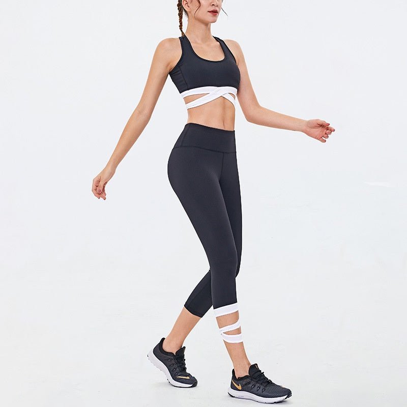 BODYCARVER BONDS Yoga Suit Women 2pcs Fitness Sports Outfit Shockproof Sports Bra Quick-Drying Lightweight Nude Feel Leggings Two-Piece Set - BodyCarver