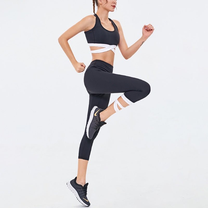 BODYCARVER BONDS Yoga Suit Women 2pcs Fitness Sports Outfit Shockproof Sports Bra Quick-Drying Lightweight Nude Feel Leggings Two-Piece Set - BodyCarver