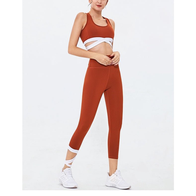 BODYCARVER BONDS Yoga Suit Women 2pcs Fitness Sports Outfit Shockproof Sports Bra Quick-Drying Lightweight Nude Feel Leggings Two-Piece Set - BodyCarver