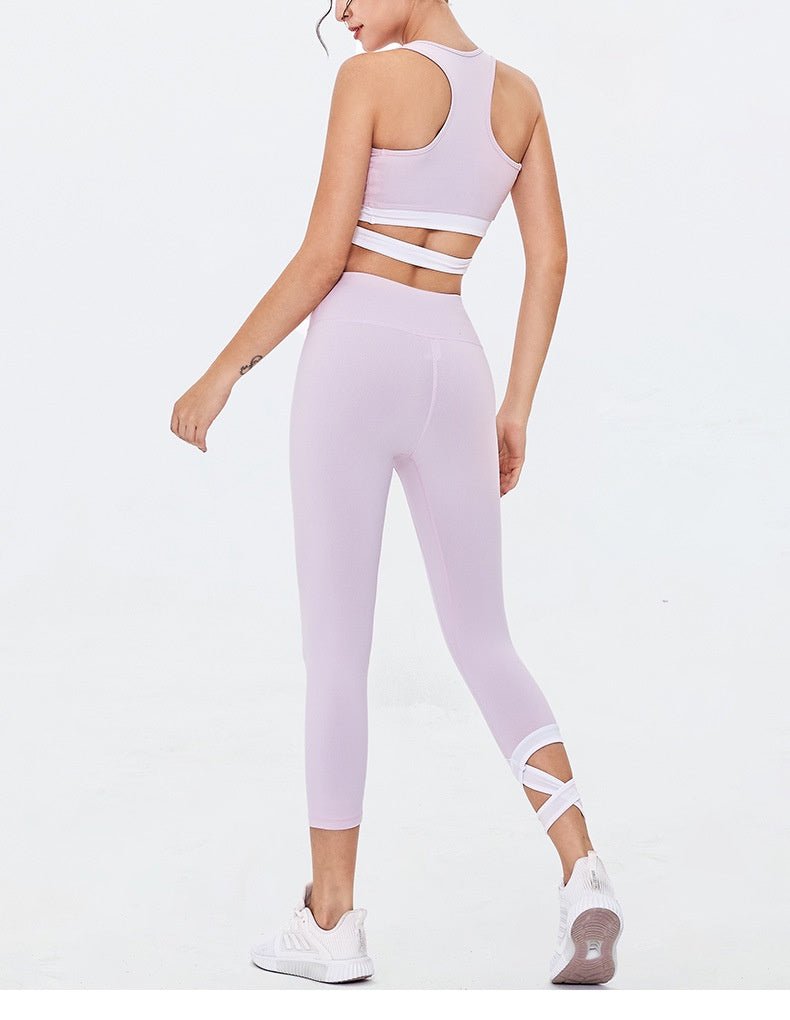 BODYCARVER BONDS Yoga Suit Women 2pcs Fitness Sports Outfit Shockproof Sports Bra Quick-Drying Lightweight Nude Feel Leggings Two-Piece Set - BodyCarver