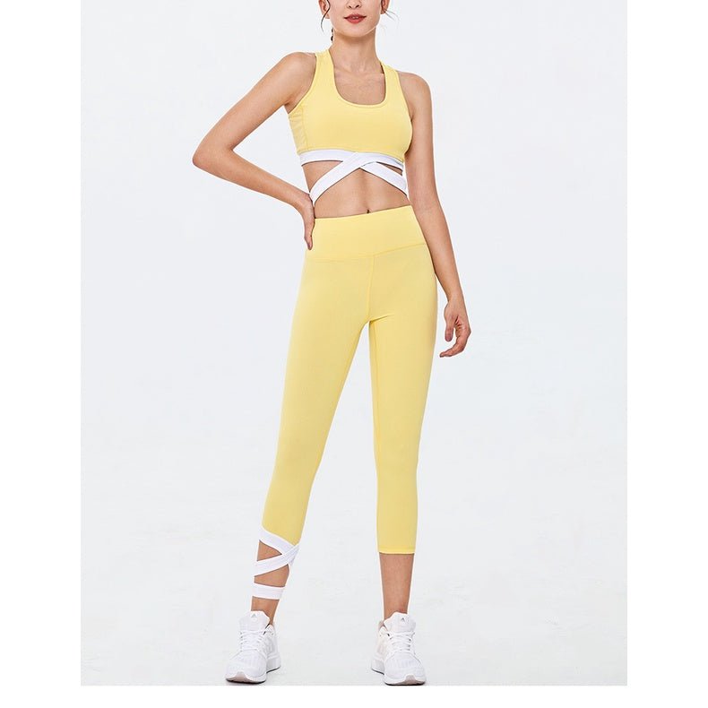 BODYCARVER BONDS Yoga Suit Women 2pcs Fitness Sports Outfit Shockproof Sports Bra Quick-Drying Lightweight Nude Feel Leggings Two-Piece Set - BodyCarver