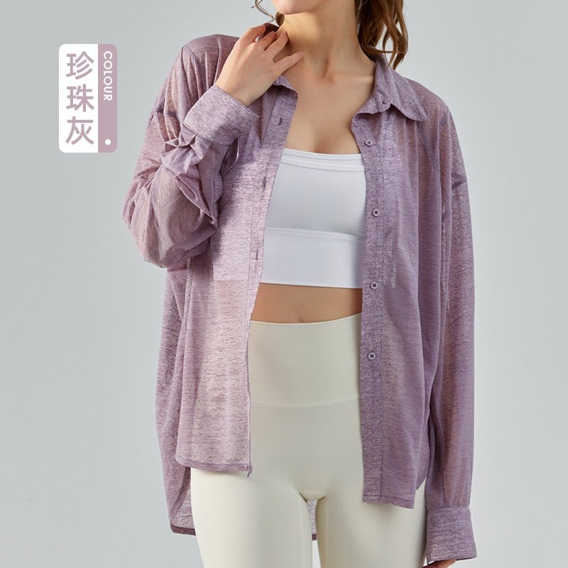BODYCARVER Breathable Outdoor Casual Shirt Women Long Sleeve Sunproof Mesh Yoga Sports Top - BodyCarver