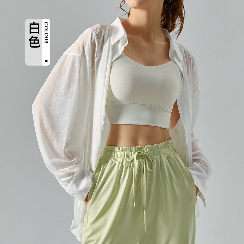 BODYCARVER Breathable Outdoor Casual Shirt Women Long Sleeve Sunproof Mesh Yoga Sports Top - BodyCarver