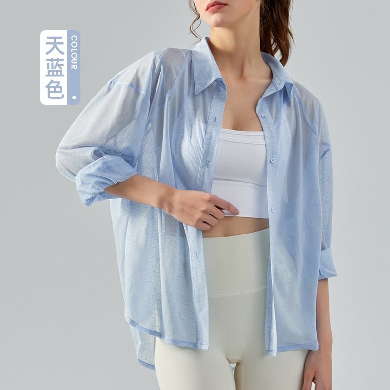 BODYCARVER Breathable Outdoor Casual Shirt Women Long Sleeve Sunproof Mesh Yoga Sports Top - BodyCarver