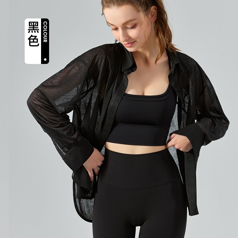 BODYCARVER Breathable Outdoor Casual Shirt Women Long Sleeve Sunproof Mesh Yoga Sports Top - BodyCarver