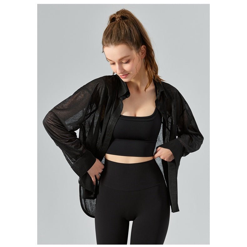BODYCARVER Breathable Outdoor Casual Shirt Women Long Sleeve Sunproof Mesh Yoga Sports Top - BodyCarver