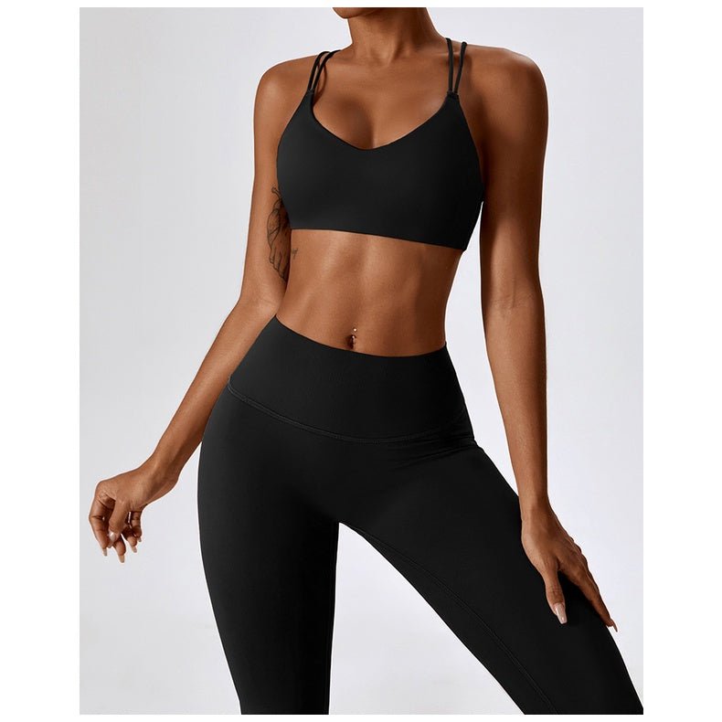 BODYCARVER Classic Sports Set Wear Women High Elastic 2 Pcs Yoga Fitness Suit Women Running Pilates Workout Beauty Back Sports Underwear Suit - BodyCarver