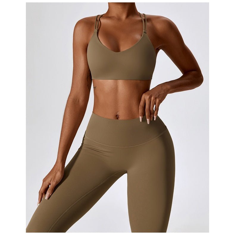 BODYCARVER Classic Sports Set Wear Women High Elastic 2 Pcs Yoga Fitness Suit Women Running Pilates Workout Beauty Back Sports Underwear Suit - BodyCarver