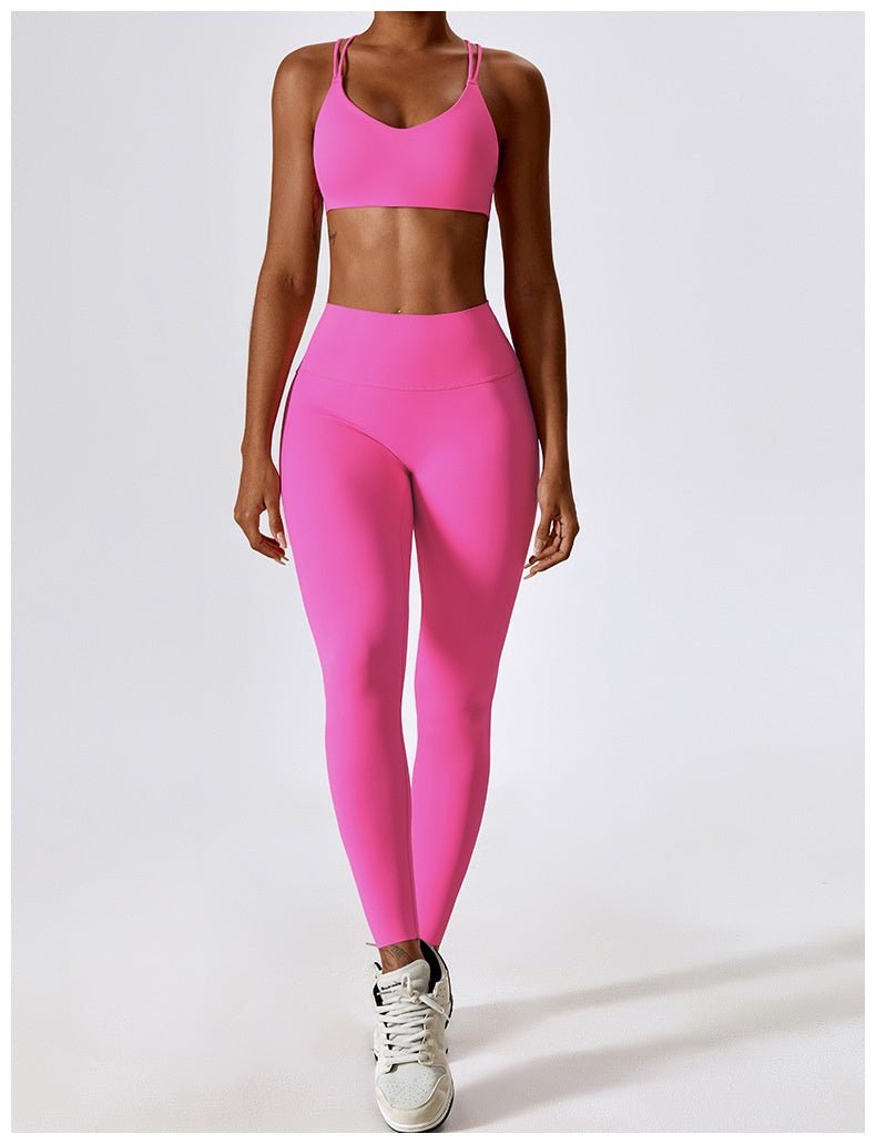 BODYCARVER Classic Sports Set Wear Women High Elastic 2 Pcs Yoga Fitness Suit Women Running Pilates Workout Beauty Back Sports Underwear Suit - BodyCarver