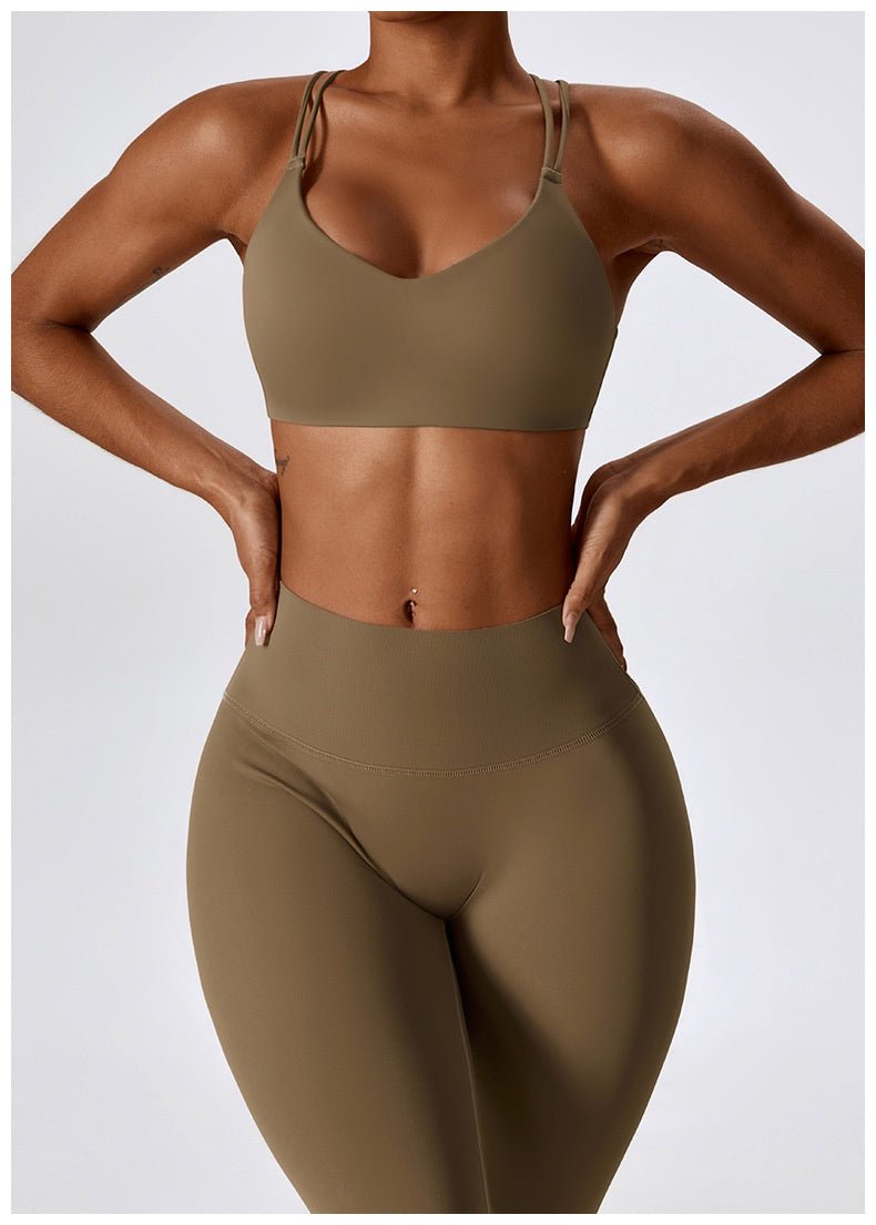 BODYCARVER Classic Sports Set Wear Women High Elastic 2 Pcs Yoga Fitness Suit Women Running Pilates Workout Beauty Back Sports Underwear Suit - BodyCarver
