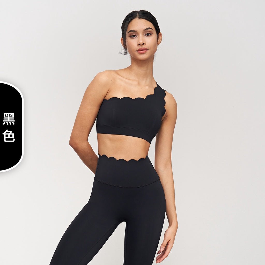 BODYCARVER EDGE Sports Bra Women One Shoulder Removable Cup Sports Underwear Women'S Shockproof Push-Up Yoga Bra Hem Widened Beauty Back - BodyCarver