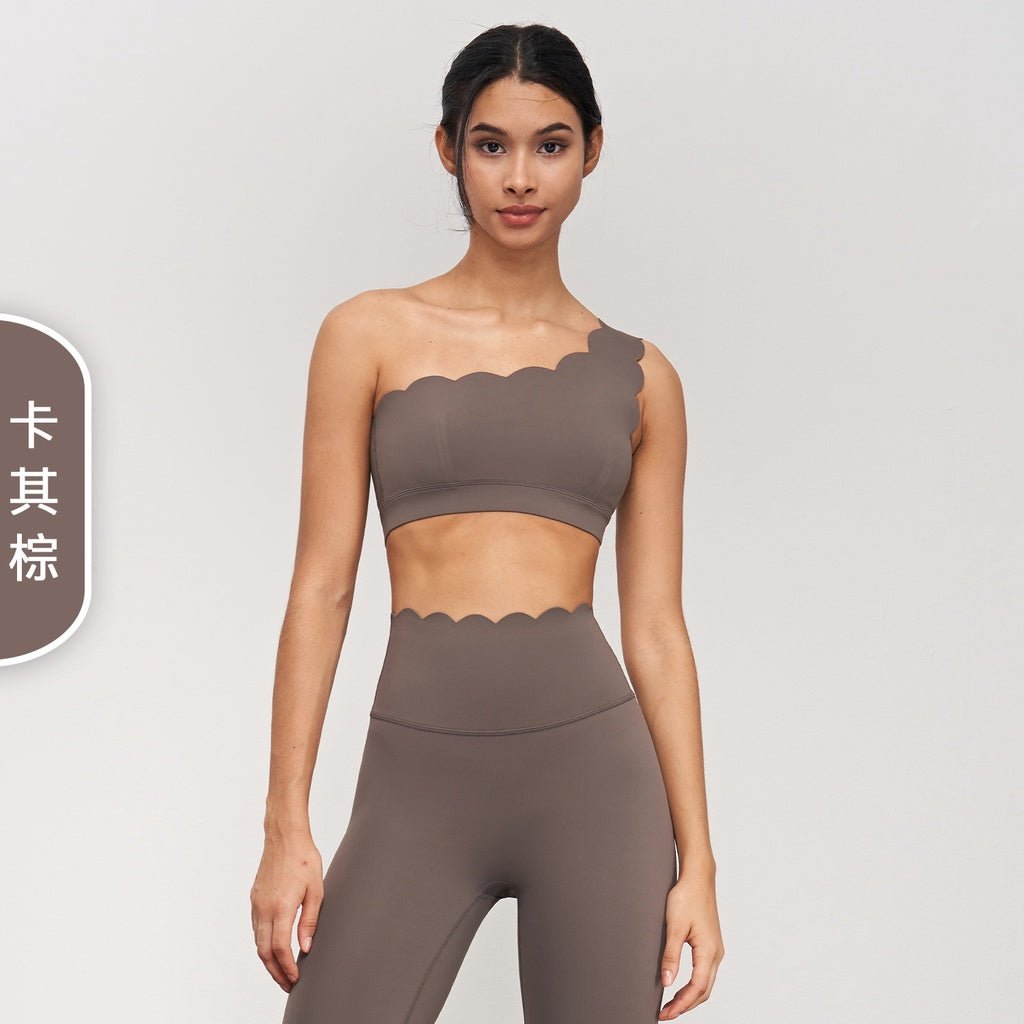 BODYCARVER EDGE Sports Bra Women One Shoulder Removable Cup Sports Underwear Women'S Shockproof Push-Up Yoga Bra Hem Widened Beauty Back - BodyCarver