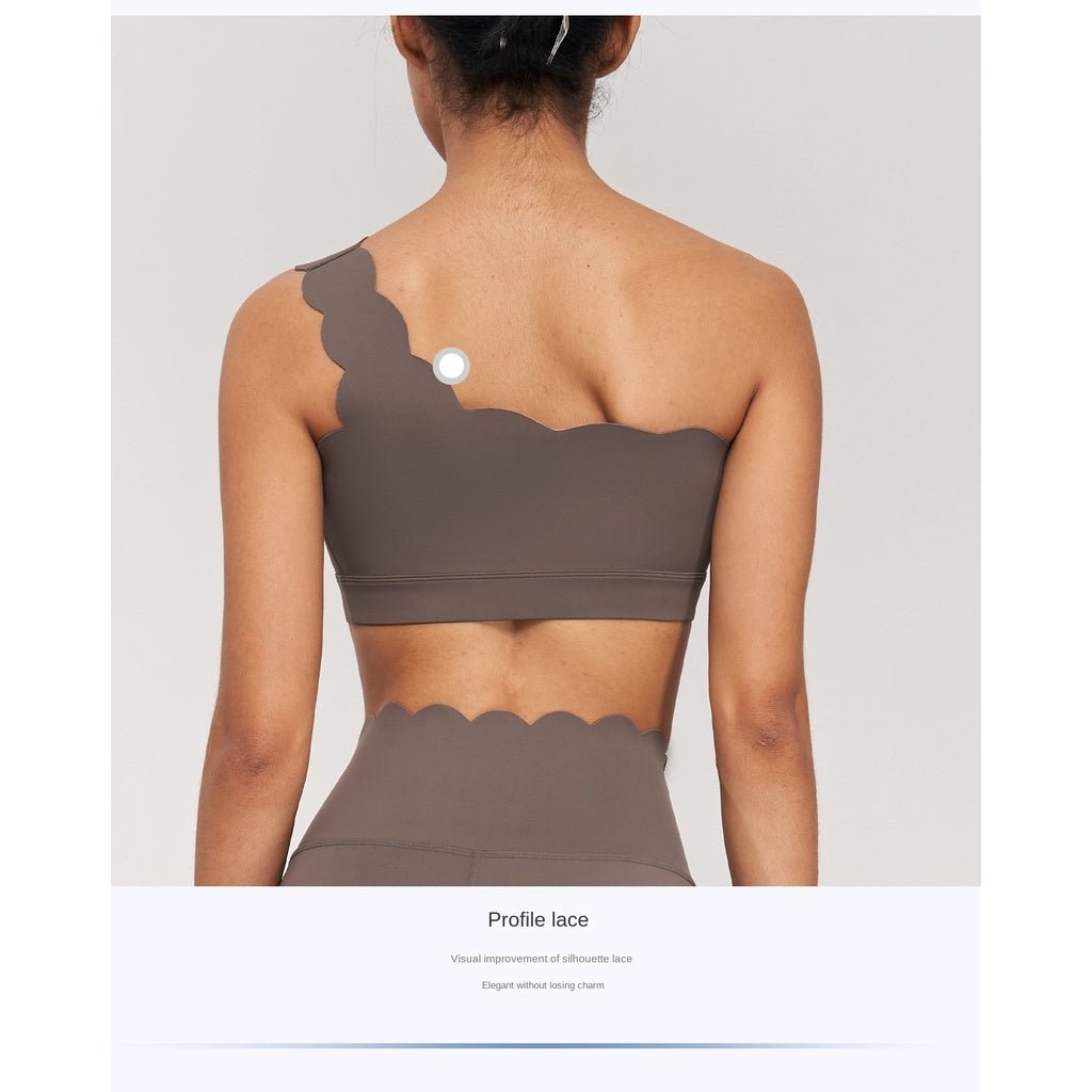 BODYCARVER EDGE Sports Bra Women One Shoulder Removable Cup Sports Underwear Women'S Shockproof Push-Up Yoga Bra Hem Widened Beauty Back - BodyCarver