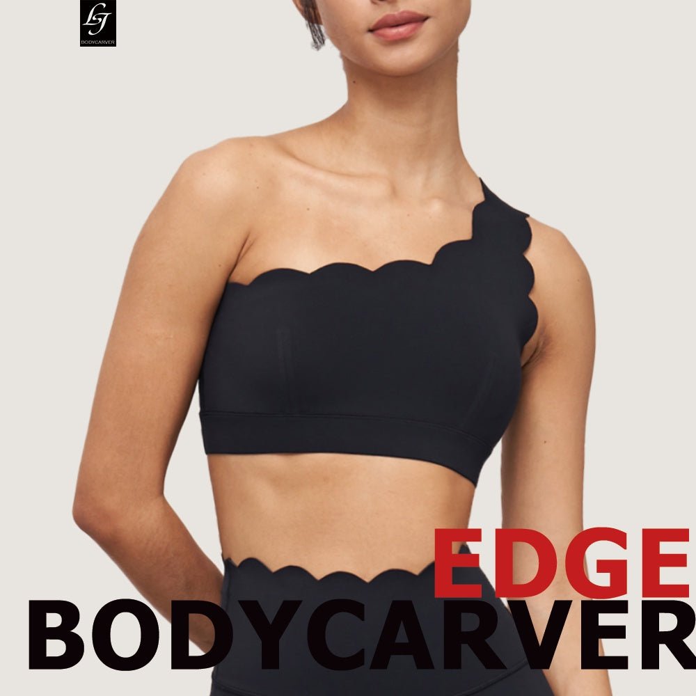 BODYCARVER EDGE Sports Bra Women One Shoulder Removable Cup Sports Underwear Women'S Shockproof Push-Up Yoga Bra Hem Widened Beauty Back - BodyCarver