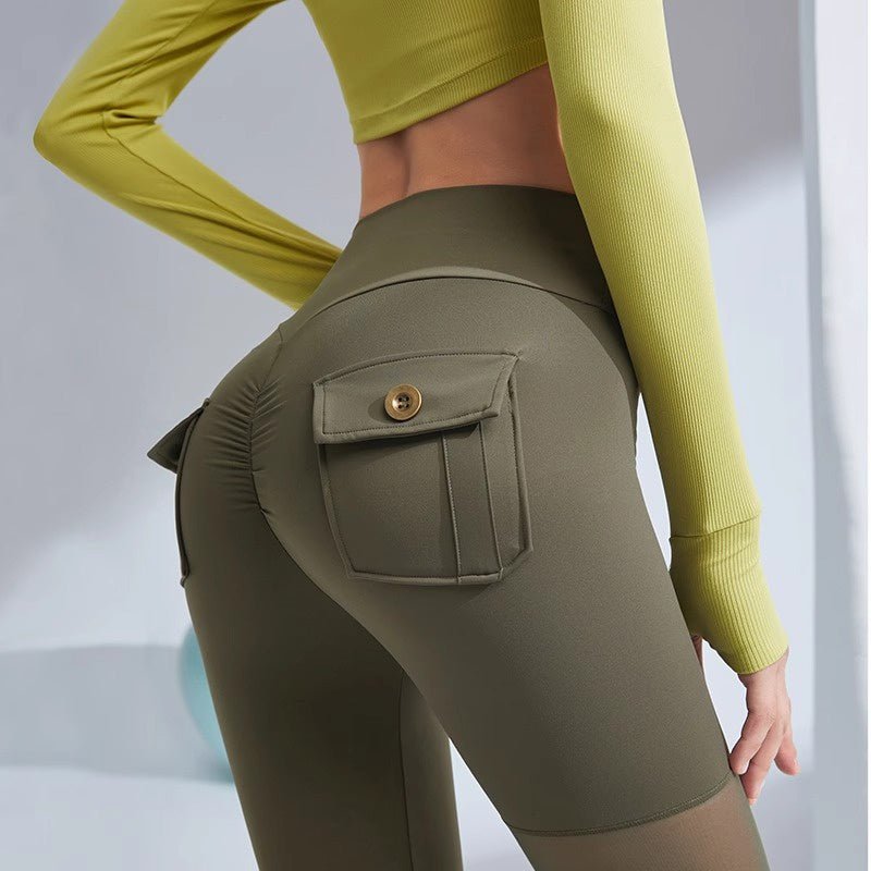 BODYCARVER High Waist Yoga Pant Women Hip Lift Mesh Fitness Pants Women Tight Leg Ring Training Sports Running Peach Hip-Lifting Legging - BodyCarver