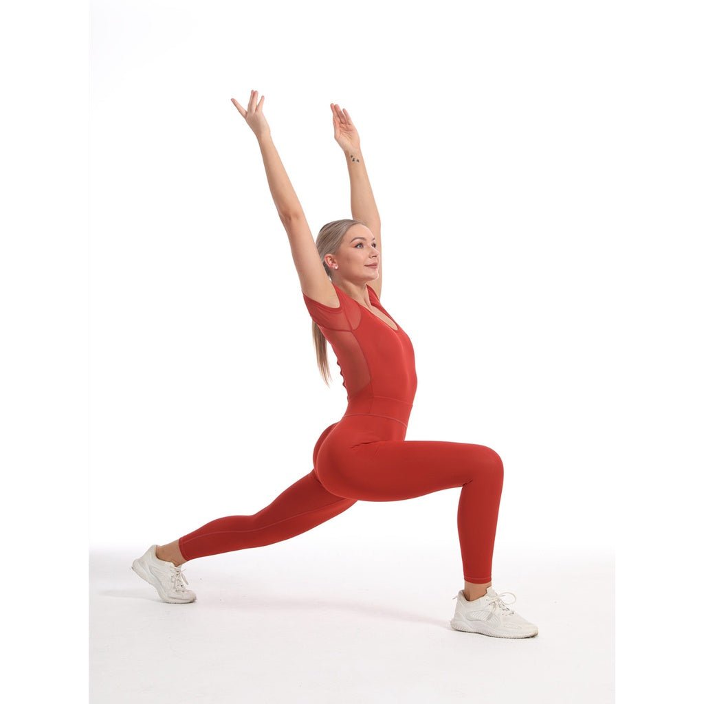 BODYCARVER Mesh Aerial Yoga Bodysuit Women Padded Fitness Sports One Piece Outfit High Elastic Ballet Dancing Leotard - BodyCarver
