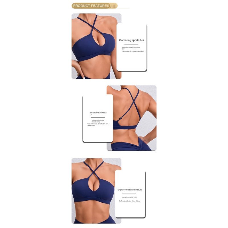 BODYCARVER NEW Cross Back Sports Outfit Women 2 Pcs Yoga Suit Sports Bra Shockproof Bra Push up Yoga Suit Underwear Female Beauty Running Shock Absorption Fitness Suit - BodyCarver