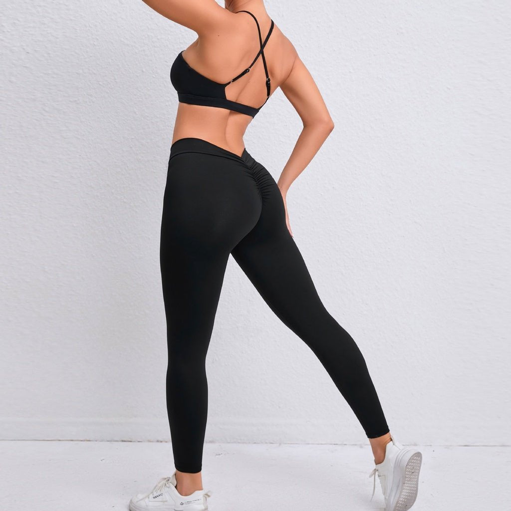 BODYCARVER NEW Cross Back Sports Outfit Women 2 Pcs Yoga Suit Sports Bra Shockproof Bra Push up Yoga Suit Underwear Female Beauty Running Shock Absorption Fitness Suit - BodyCarver