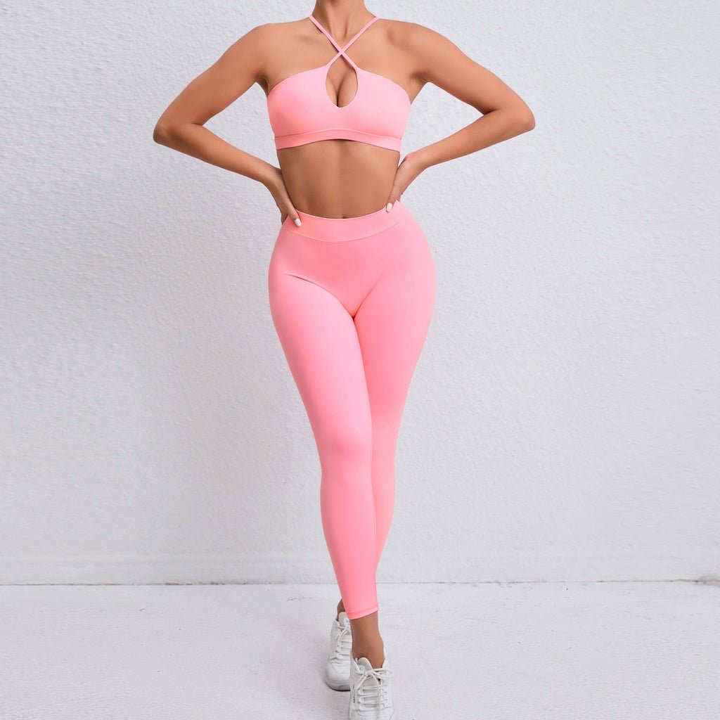 BODYCARVER NEW Cross Back Sports Outfit Women 2 Pcs Yoga Suit Sports Bra Shockproof Bra Push up Yoga Suit Underwear Female Beauty Running Shock Absorption Fitness Suit - BodyCarver