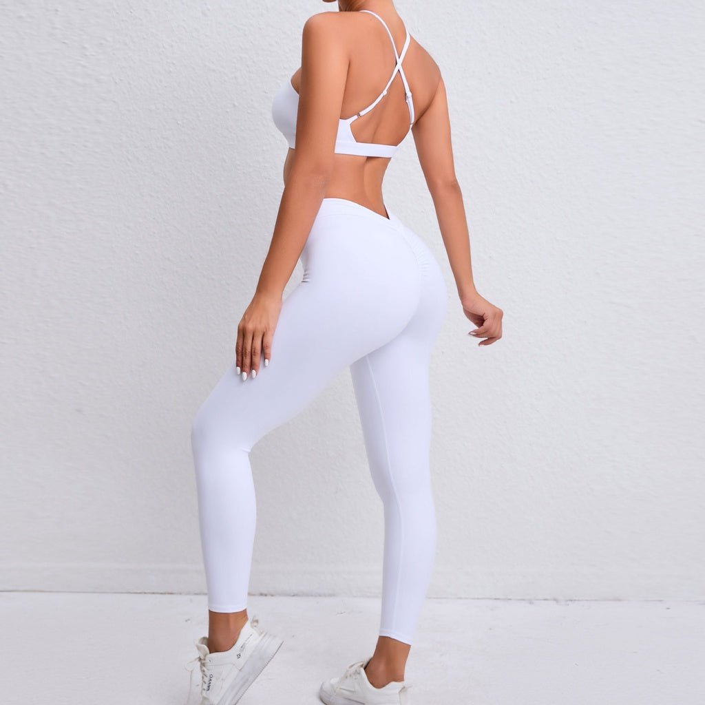 BODYCARVER NEW Cross Back Sports Outfit Women 2 Pcs Yoga Suit Sports Bra Shockproof Bra Push up Yoga Suit Underwear Female Beauty Running Shock Absorption Fitness Suit - BodyCarver