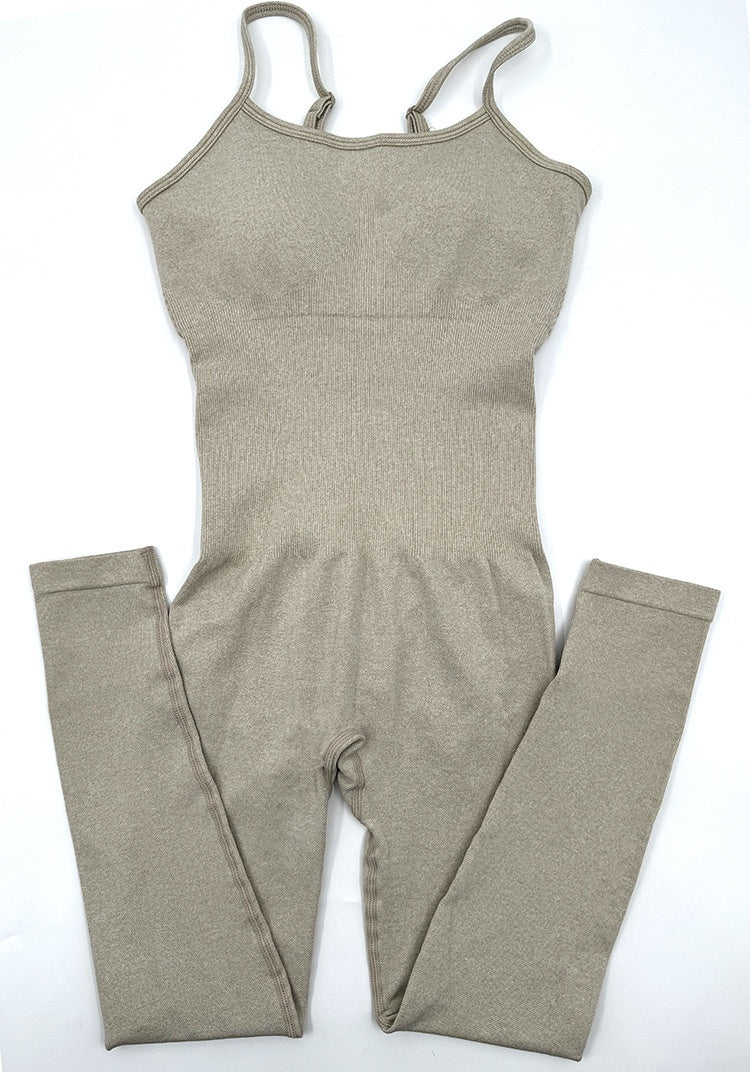 BODYCARVER NEWBIE OOTD Yoga Outfit Women Padded Beauty Back One-Piece Jumpsuit OOTD Seamless High Elastic Fitness Sports Onesie - BodyCarver