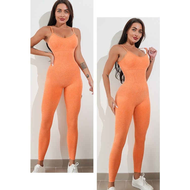 BODYCARVER NEWBIE OOTD Yoga Outfit Women Padded Beauty Back One-Piece Jumpsuit OOTD Seamless High Elastic Fitness Sports Onesie - BodyCarver