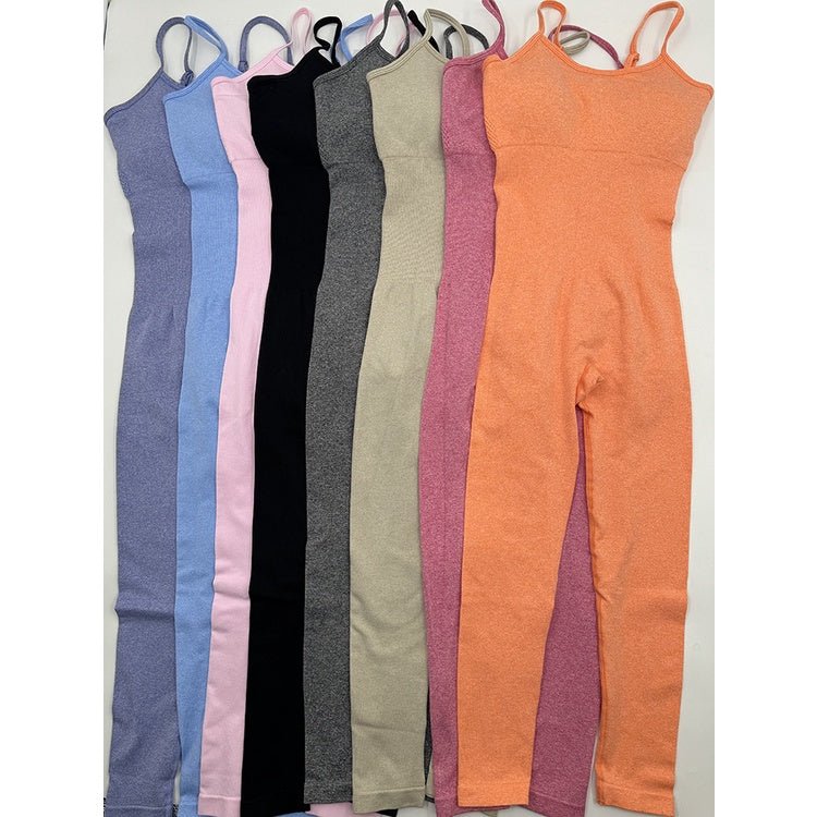 BODYCARVER NEWBIE OOTD Yoga Outfit Women Padded Beauty Back One-Piece Jumpsuit OOTD Seamless High Elastic Fitness Sports Onesie - BodyCarver