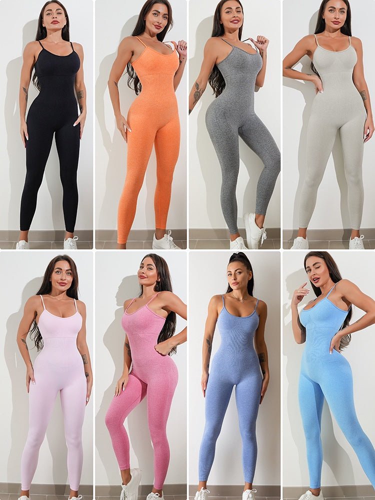 BODYCARVER NEWBIE OOTD Yoga Outfit Women Padded Beauty Back One-Piece Jumpsuit OOTD Seamless High Elastic Fitness Sports Onesie - BodyCarver