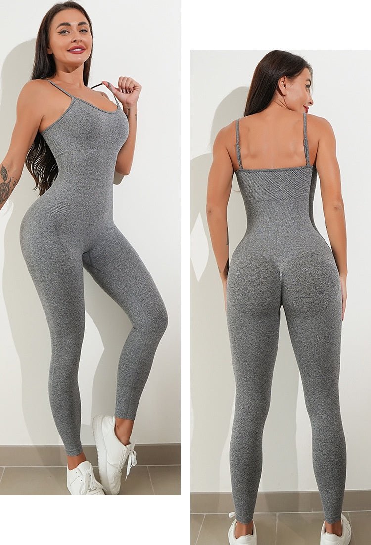 BODYCARVER NEWBIE OOTD Yoga Outfit Women Padded Beauty Back One-Piece Jumpsuit OOTD Seamless High Elastic Fitness Sports Onesie - BodyCarver