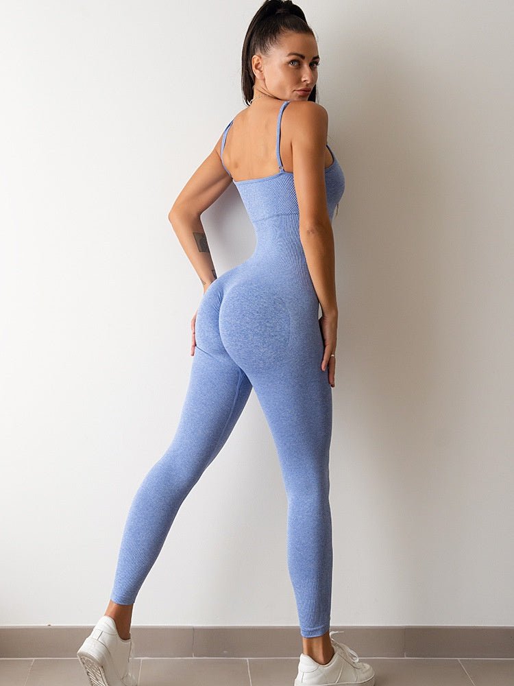 BODYCARVER NEWBIE OOTD Yoga Outfit Women Padded Beauty Back One-Piece Jumpsuit OOTD Seamless High Elastic Fitness Sports Onesie - BodyCarver
