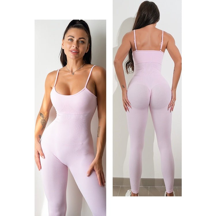 BODYCARVER NEWBIE OOTD Yoga Outfit Women Padded Beauty Back One-Piece Jumpsuit OOTD Seamless High Elastic Fitness Sports Onesie - BodyCarver