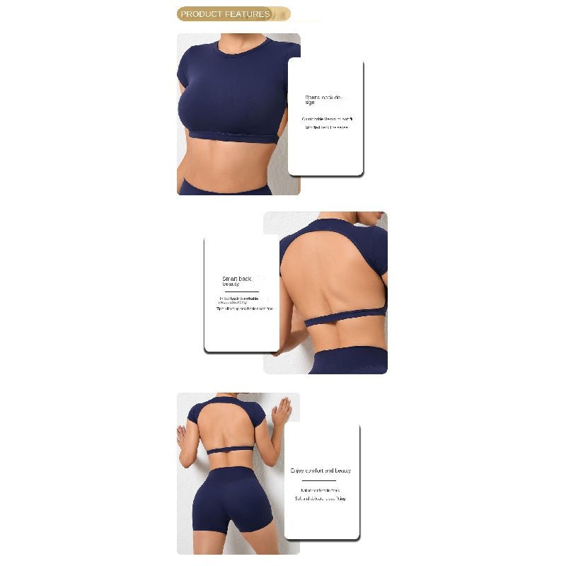 BODYCARVER NO-PAD Backless Sports Outfit Women Buttery Yoga Suit 2 Pcs Fitness Workout Set Wear - BodyCarver