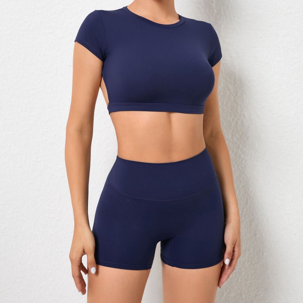 BODYCARVER NO-PAD Backless Sports Outfit Women Buttery Yoga Suit 2 Pcs Fitness Workout Set Wear - BodyCarver