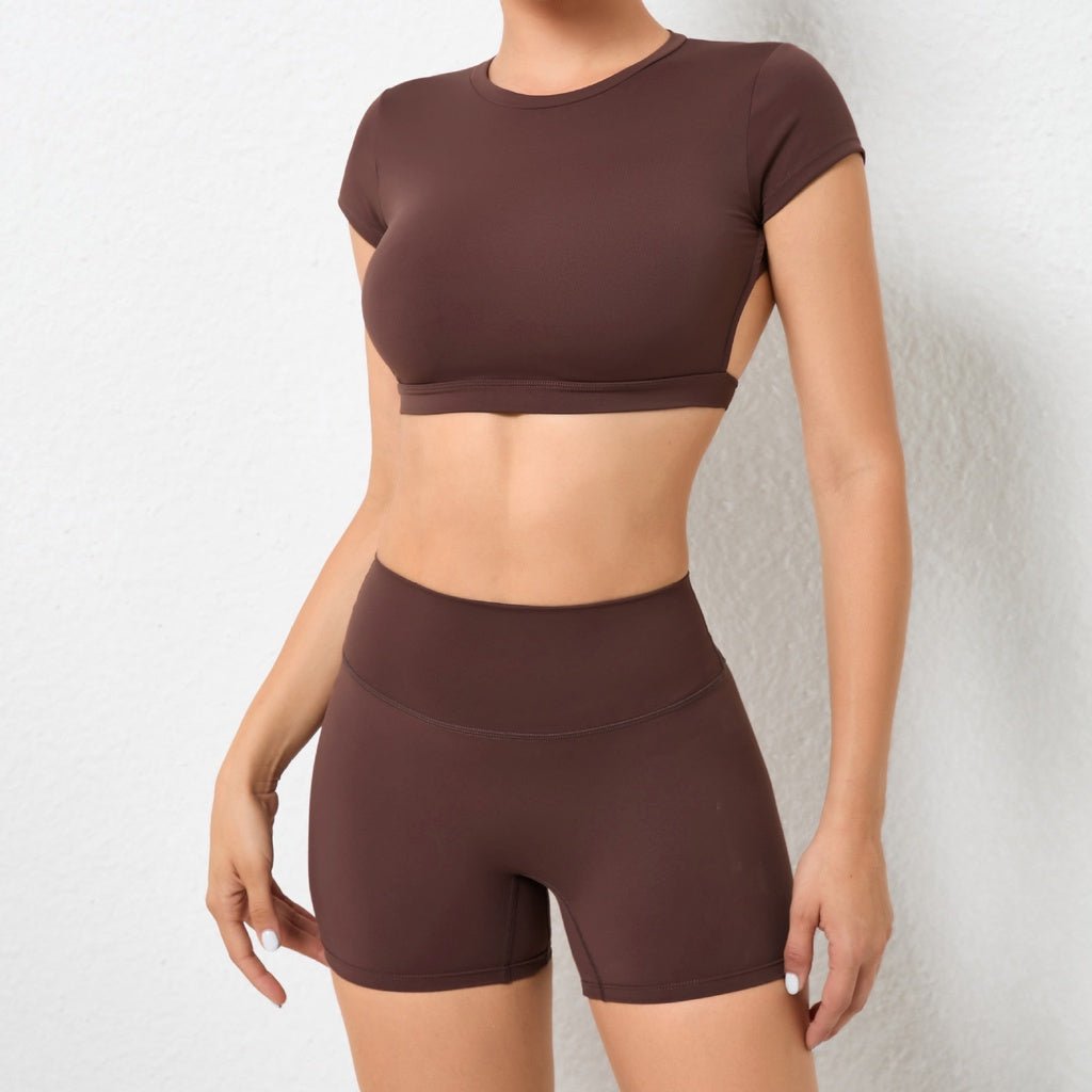 BODYCARVER NO-PAD Backless Sports Outfit Women Buttery Yoga Suit 2 Pcs Fitness Workout Set Wear - BodyCarver