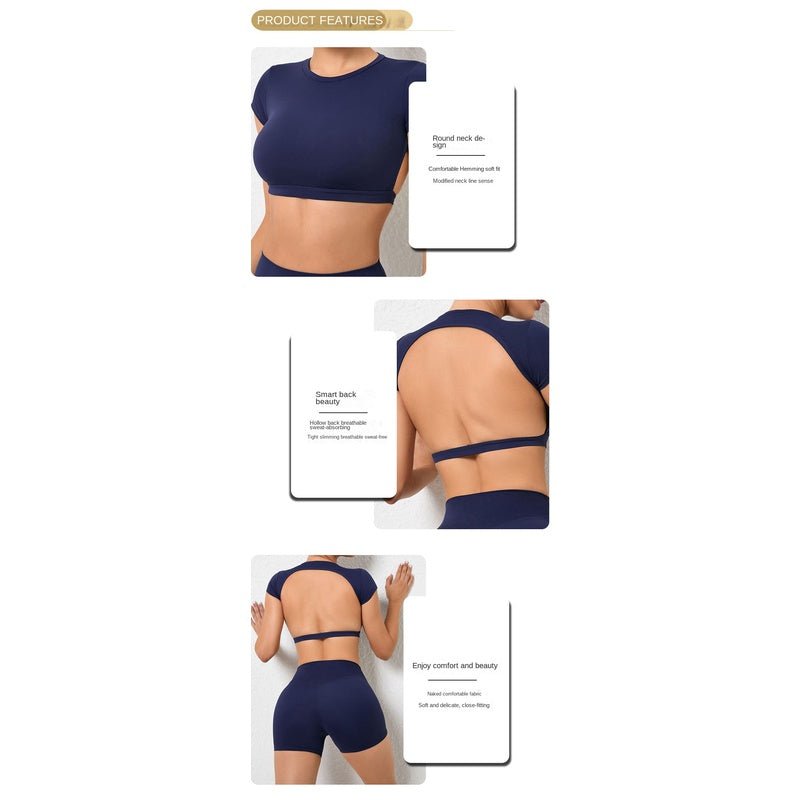BODYCARVER NO-PAD Backless Sports Outfit Women Buttery Yoga Suit 2 Pcs Fitness Workout Set Wear - BodyCarver
