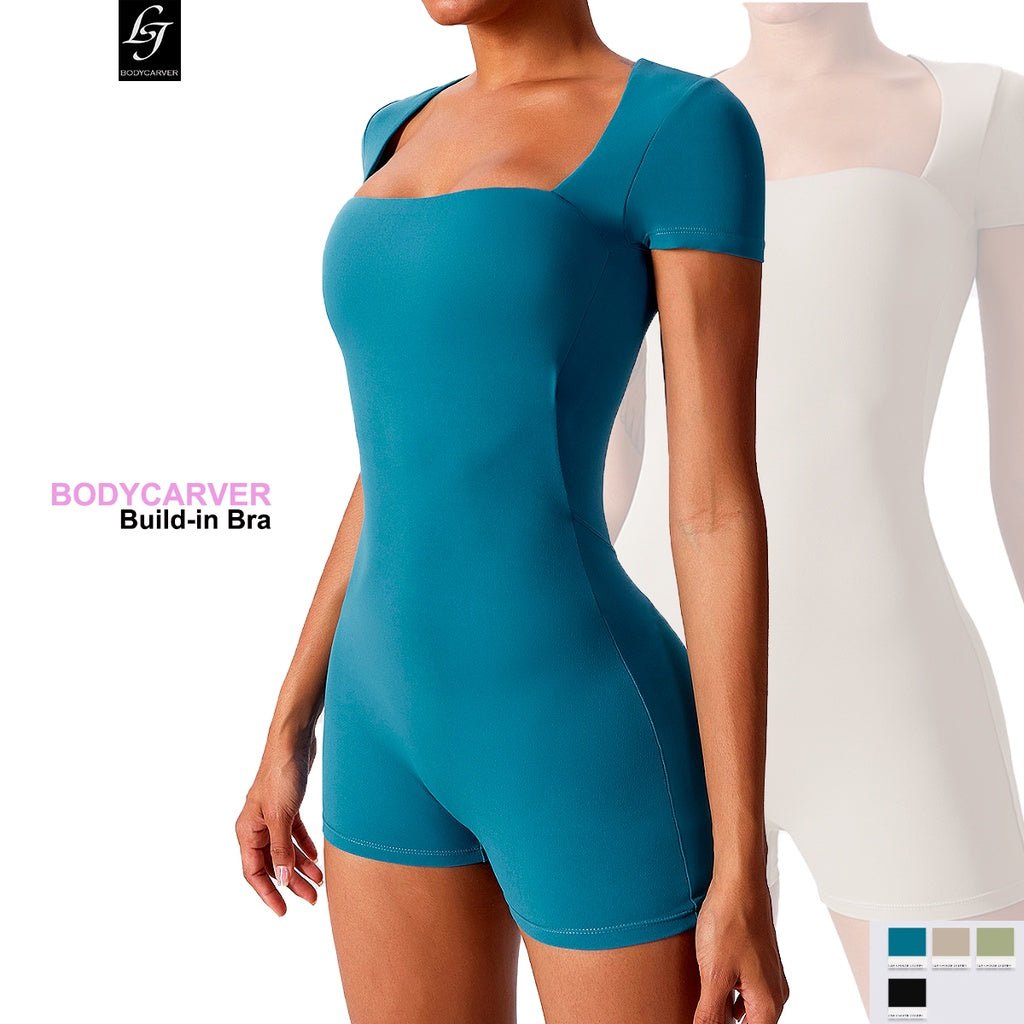 BODYCARVER One-Piece Yoga Jumpsuit Women Padded Sports Bodysuit High Elastic Fitness Gym Suit - BodyCarver