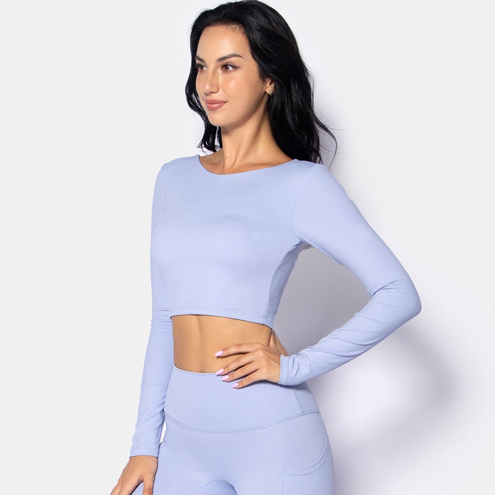 BODYCARVER OOTD Beauty Back Yoga Top Women Padded Sports Fitness Long Sleeve T-shirt Dri-fit Backless Women Casual Top - BodyCarver