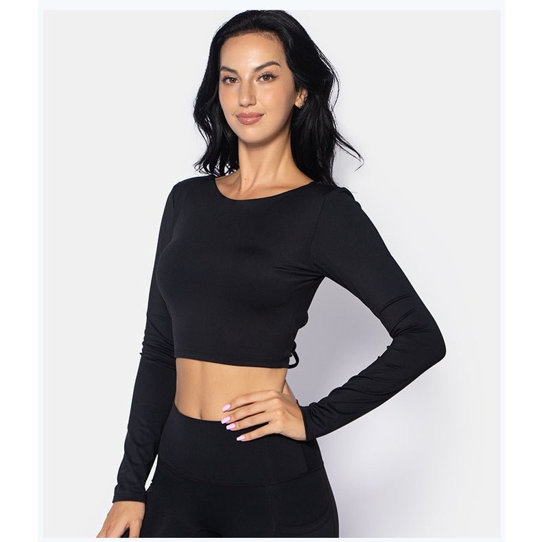 BODYCARVER OOTD Beauty Back Yoga Top Women Padded Sports Fitness Long Sleeve T-shirt Dri-fit Backless Women Casual Top - BodyCarver