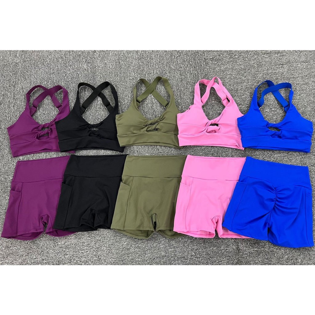 BODYCARVER Sexy Sports Yoga Set Wear Women Breathable Buttery Fitness Gym Outfit Cross Back Sports Bra Hip Lifting Shorts - BodyCarver