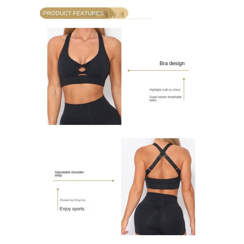 BODYCARVER Sexy Sports Yoga Set Wear Women Breathable Buttery Fitness Gym Outfit Cross Back Sports Bra Hip Lifting Shorts - BodyCarver