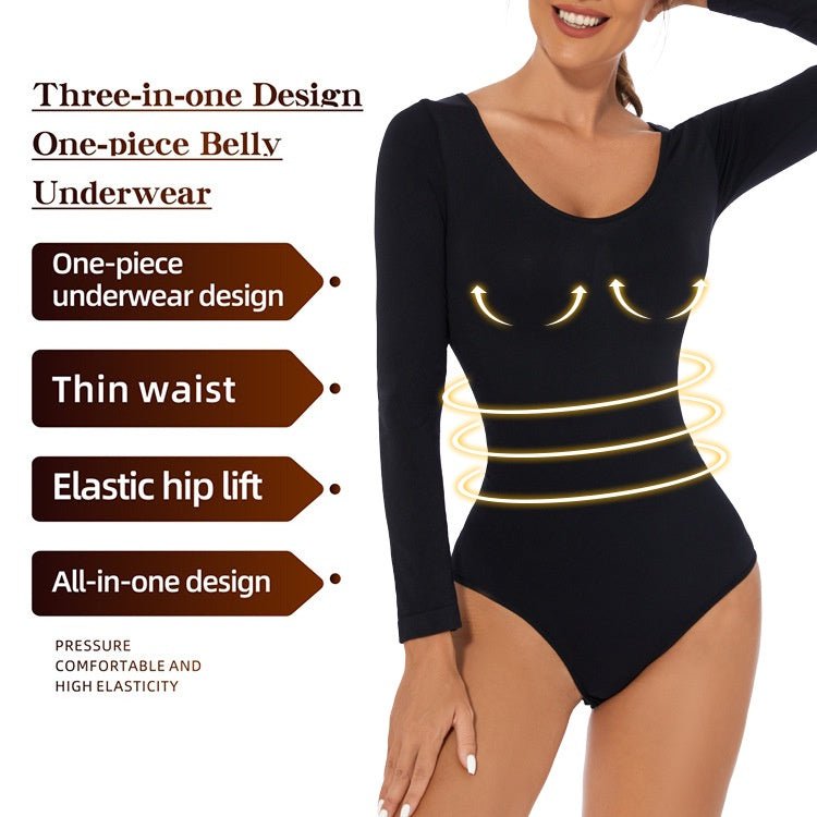 BODYCARVER Shapewear Jumpsuit Women Hip Lifting Corset Romper Underwear Long Sleeve Body Shaper Seamless One-Piece Onesie - BodyCarver